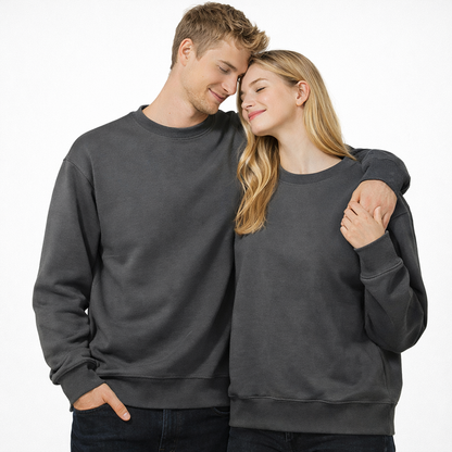 Unisex Heavyweight Genser – Rund Hals, Ensfarget &amp; Løs Passform | Casual &amp; Sporty Stil