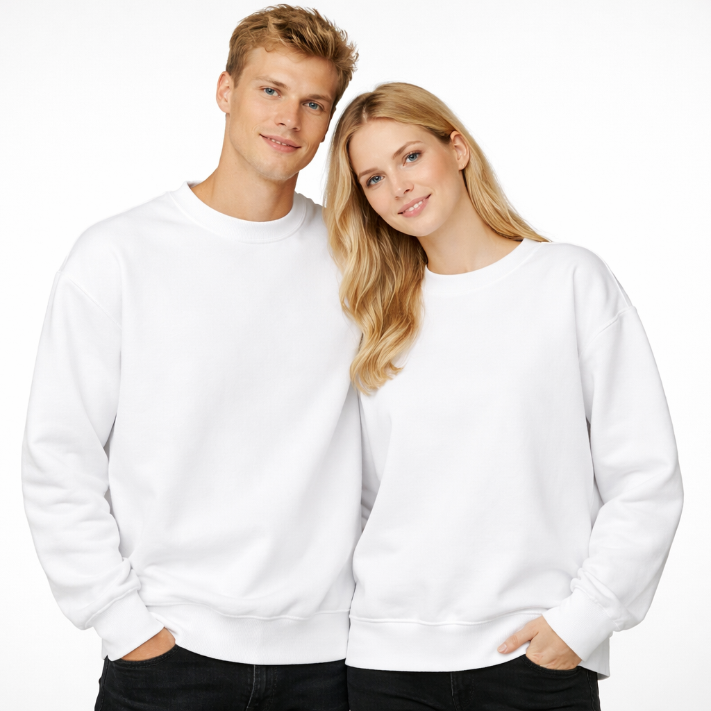 Unisex Heavyweight Genser – Rund Hals, Ensfarget &amp; Løs Passform | Casual &amp; Sporty Stil
