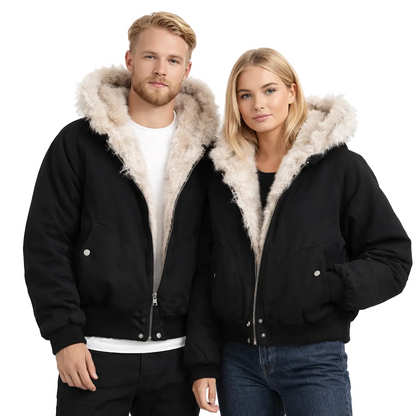 Y2K Unisex Skinnjakke med Fuskepelskrage – Retro Motorsykkeljakke | Varm, Løs &amp; Streetwear-inspirert Stil – 2