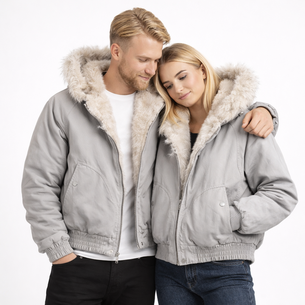 Y2K Unisex Skinnjakke med Fuskepelskrage – Retro Motorsykkeljakke | Varm, Løs &amp; Streetwear-inspirert Stil