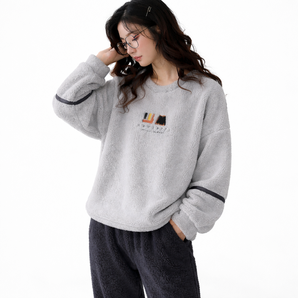 Varm Vinterpysj til Dame – 2-delt Sett i Tykk Flanell/Coral Fleece (Langermet) | Mykt Loungewear