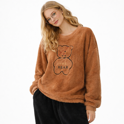 Varm Vinterpysj til Dame – 2-delt Sett i Tykk Flanell/Coral Fleece (Langermet) | Mykt Loungewear