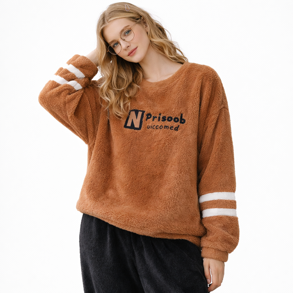 Varm Vinterpysj til Dame – 2-delt Sett i Tykk Flanell/Coral Fleece (Langermet) | Mykt Loungewear