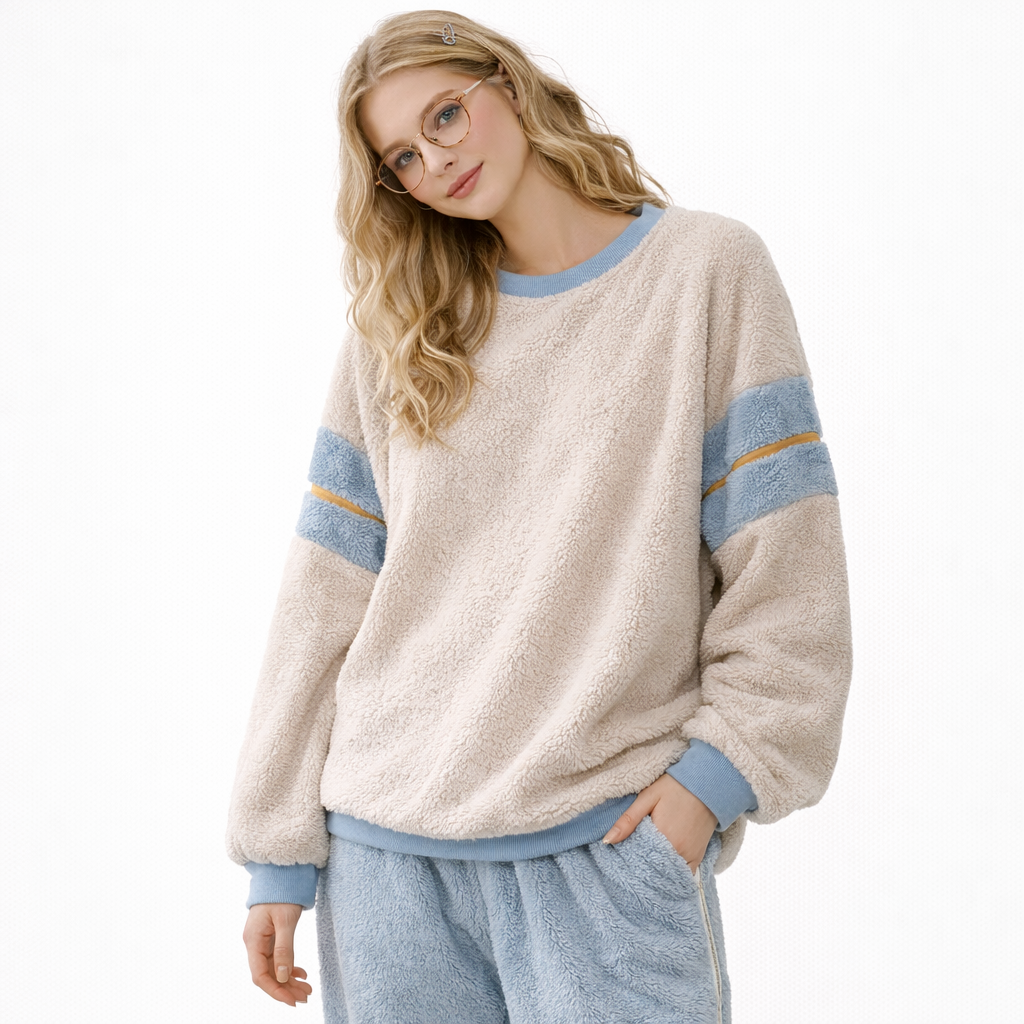 Varm Vinterpysj til Dame – 2-delt Sett i Tykk Flanell/Coral Fleece (Langermet) | Mykt Loungewear