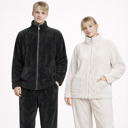 Matchende Par-Pysjamas i Varm Flanell – 2-delt Vintersett til Dame &amp; Herre | Tykk Nattøy/Loungewear