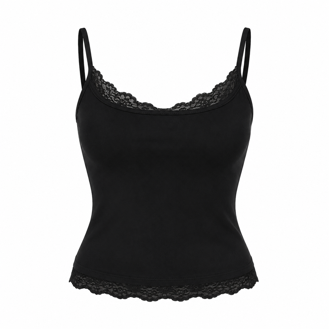 Cami Crop Topp til Dame – Blondetopp med Spagettistropper
