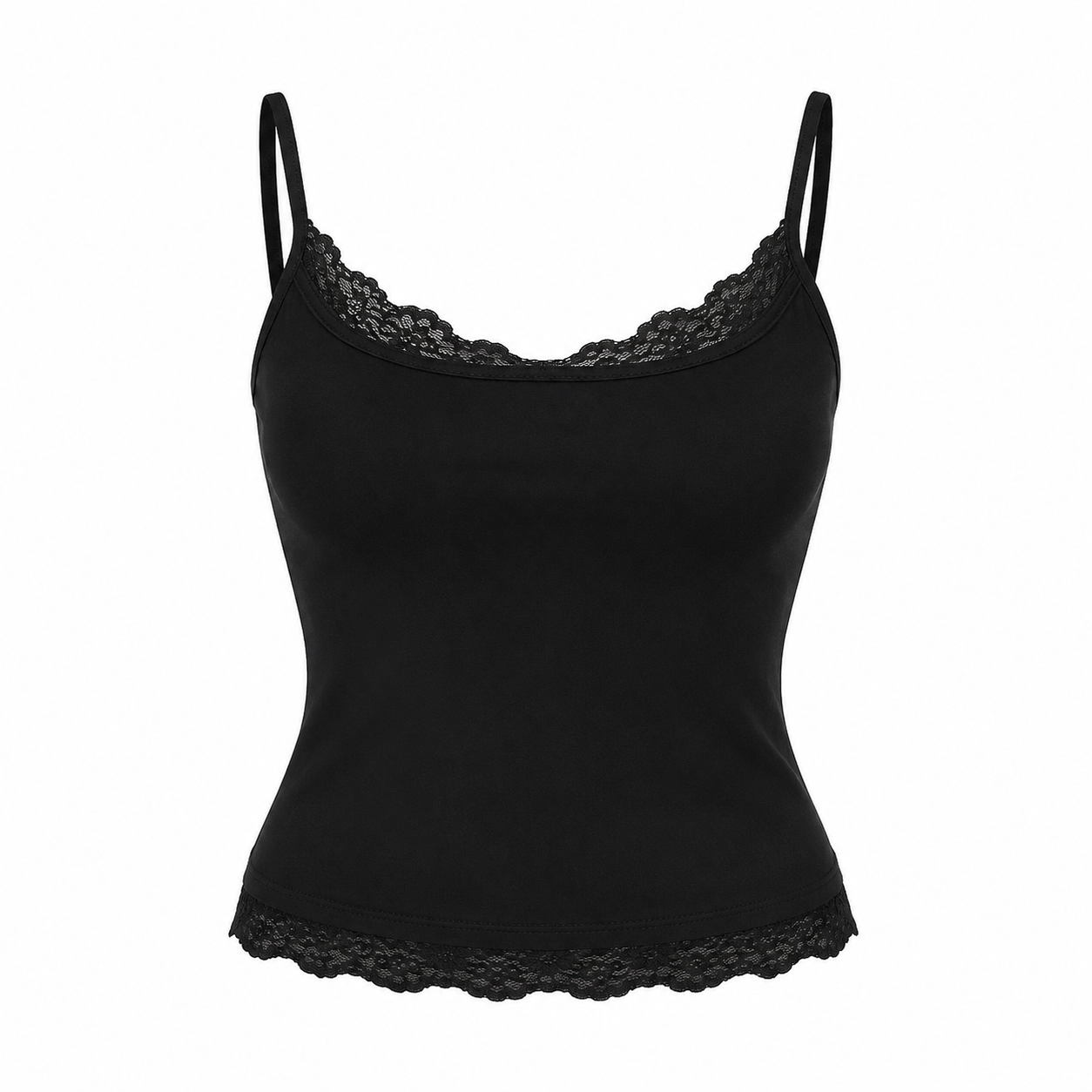 Cami Crop Topp til Dame – Blondetopp med Spagettistropper