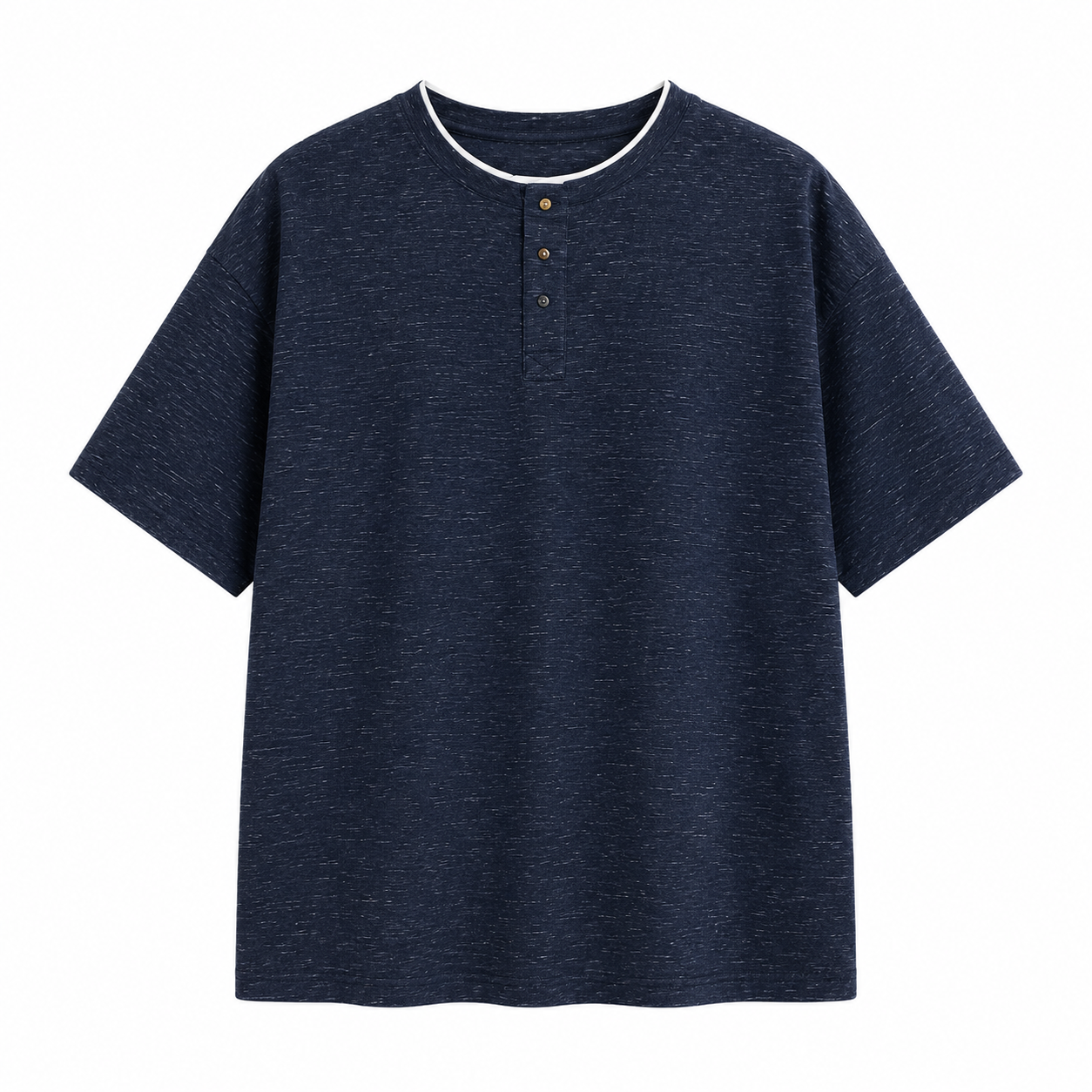 Henley T-Skjorte til Herre i Lyocell | Kortermet Topp med Lag-på-Lag Design