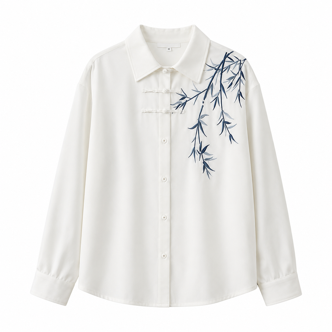 Brodert Skjorte til Herre – Oversized Kortermet Skjorte med Blomstermotiv