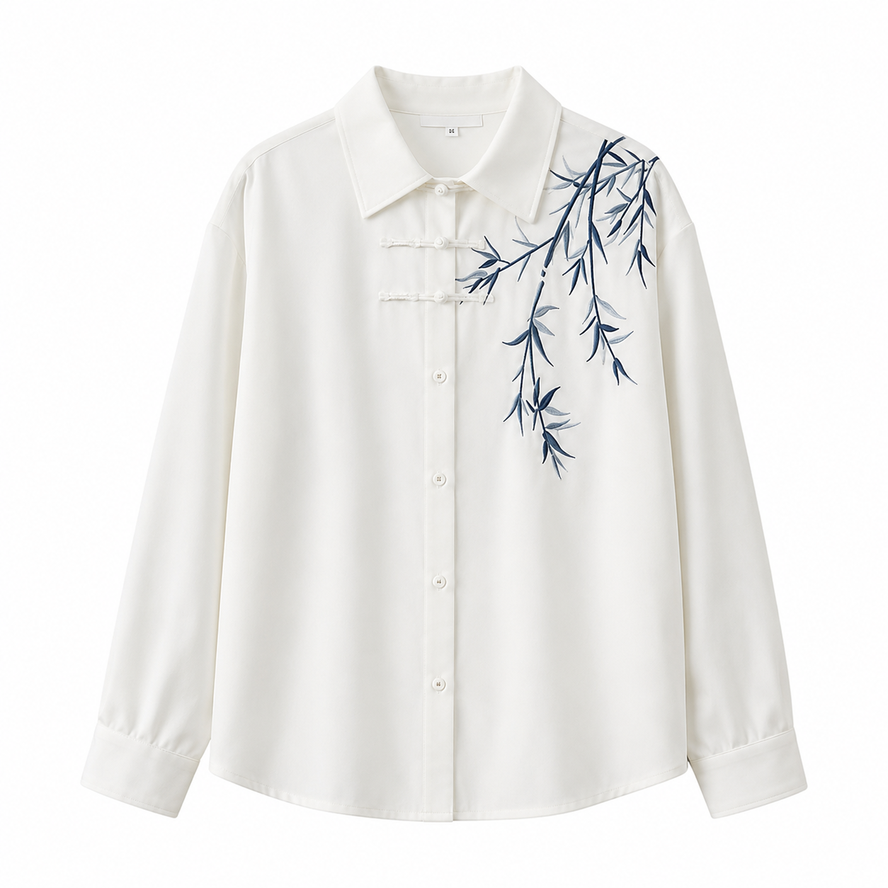 Brodert Skjorte til Herre – Oversized Kortermet Skjorte med Blomstermotiv