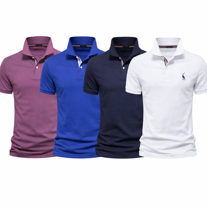 Klassisk Pique Polo for Herre – Kortermet i Bomull, Ensfarget og Perfekt til Sommeren Pakke