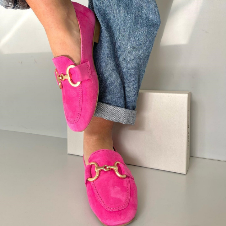 Cleo | Rosa slip-on-loafers i semsket skinn med bissel – 5