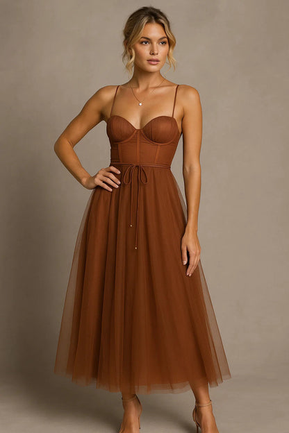 Korsett Chiffon Midi Kjole