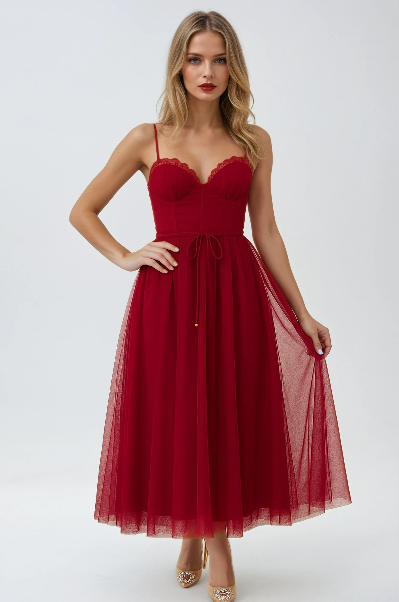 Korsett Chiffon Midi Kjole