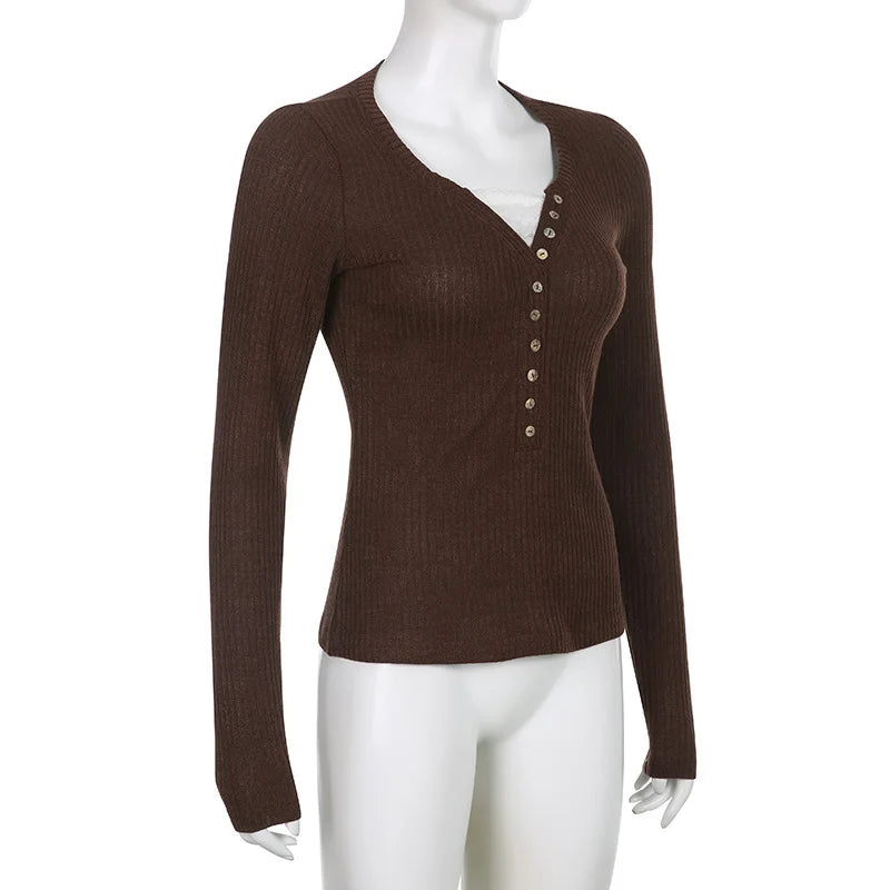 Slim Fit Langermet Strikket Topp