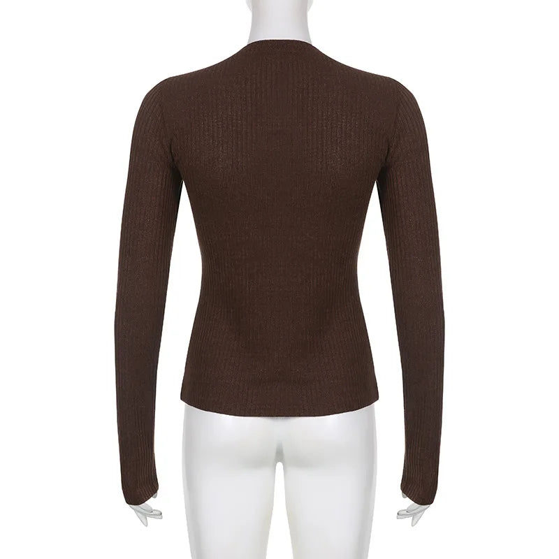 Slim Fit Langermet Strikket Topp