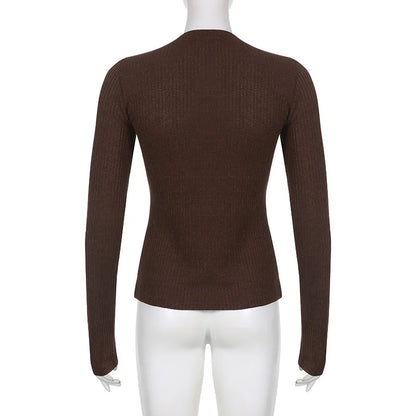 Slim Fit Langermet Strikket Topp