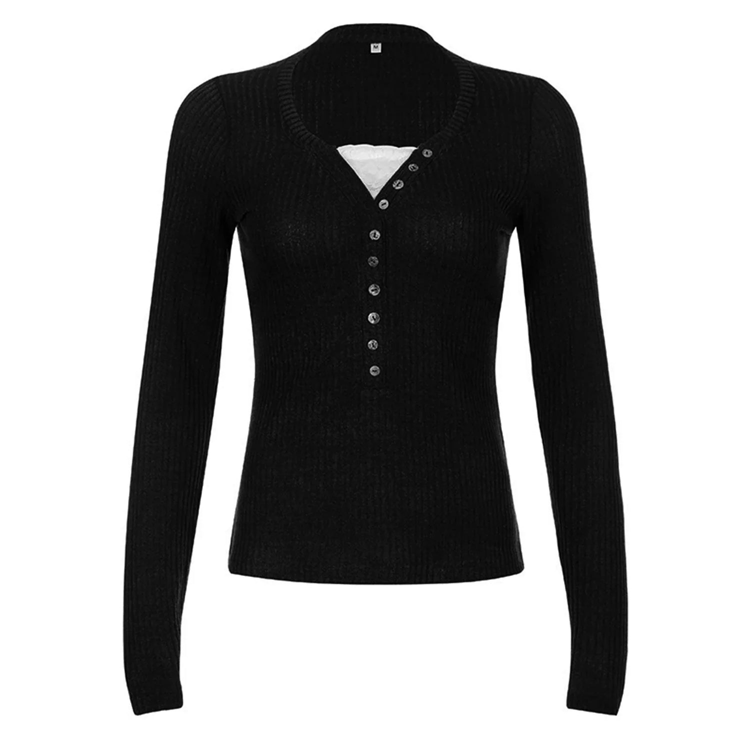 Slim Fit Langermet Strikket Topp