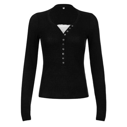 Slim Fit Langermet Strikket Topp