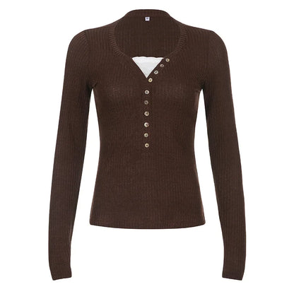 Slim Fit Langermet Strikket Topp