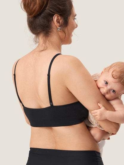 Ammebh uten bøyle i ribbestrikk – myk ammebralette med avtakbare innlegg