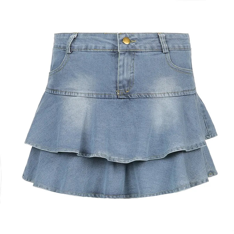 Vintage denimskjørt shorts sommerstil