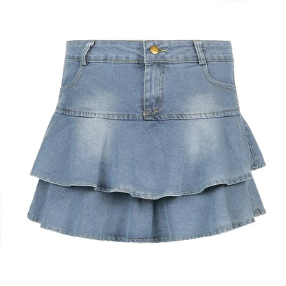 Vintage denimskjørt shorts sommerstil
