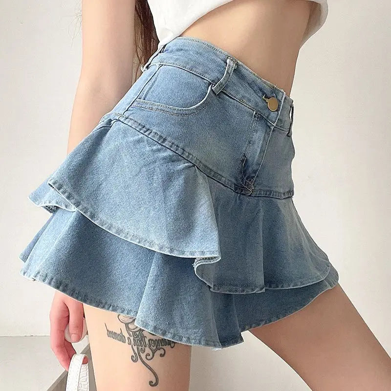 Vintage denimskjørt shorts sommerstil