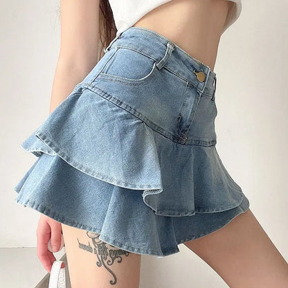 Vintage denimskjørt shorts sommerstil