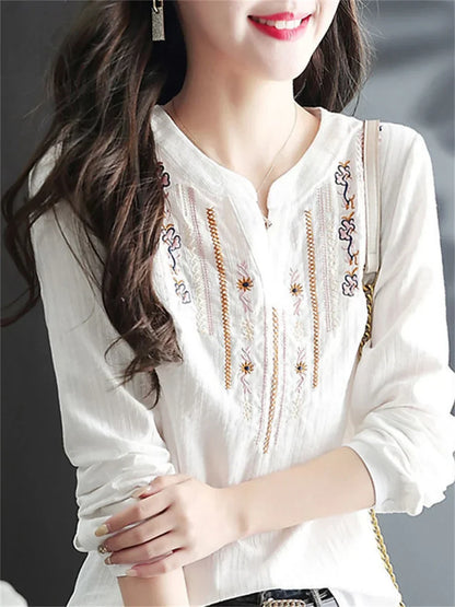 Vintage bluse med broderi