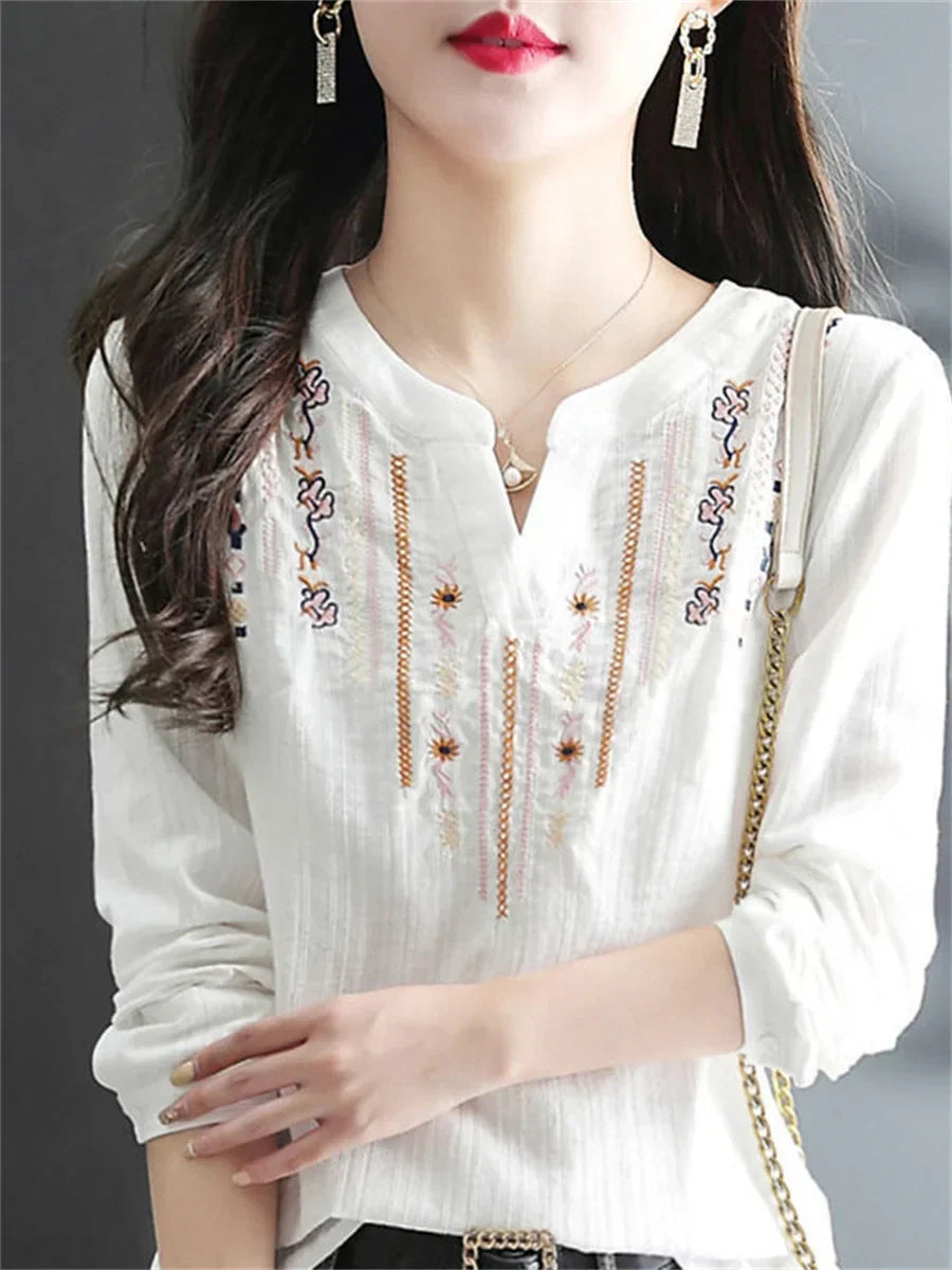Vintage bluse med broderi