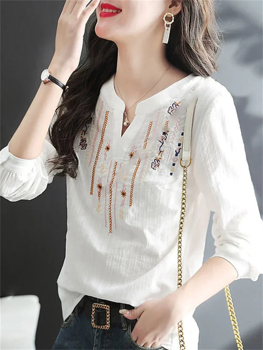 Vintage bluse med broderi