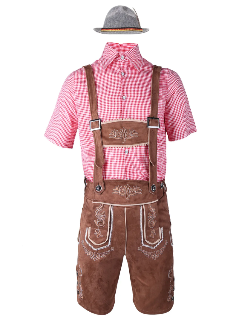 Oktoberfest kostyme herre med lederhosen-shorts og seler – bilde 2