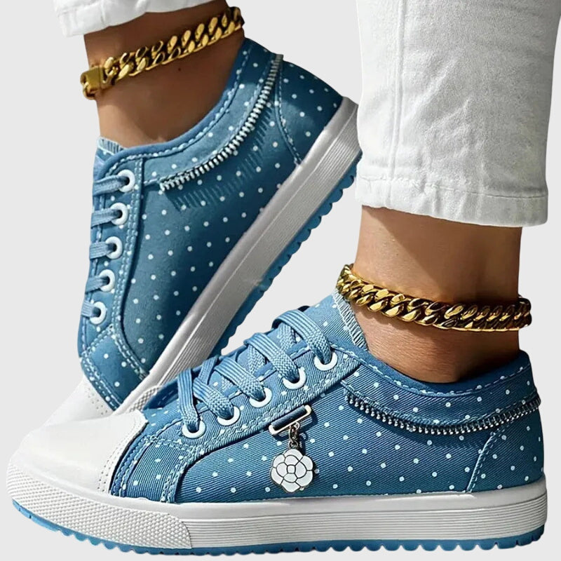 Dottie | Pustende sneakers i lerret med prikkemønster og snøring