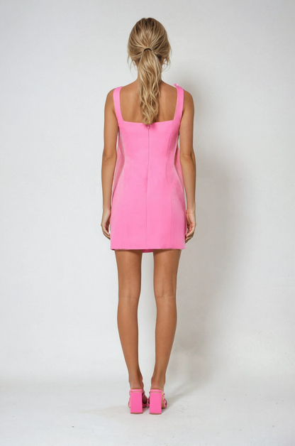 Rosa Blomster Applikert Sommer Cocktail Mini Kjole