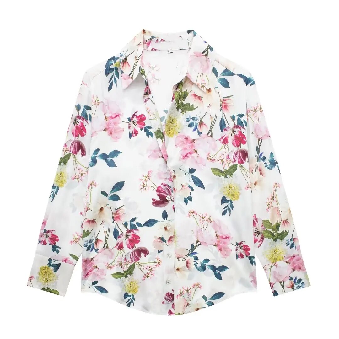 Elegant bluse med trykk for kvinner