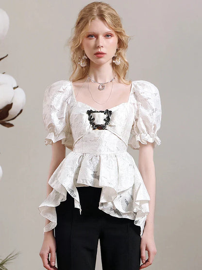Slankende kortermet bluse
