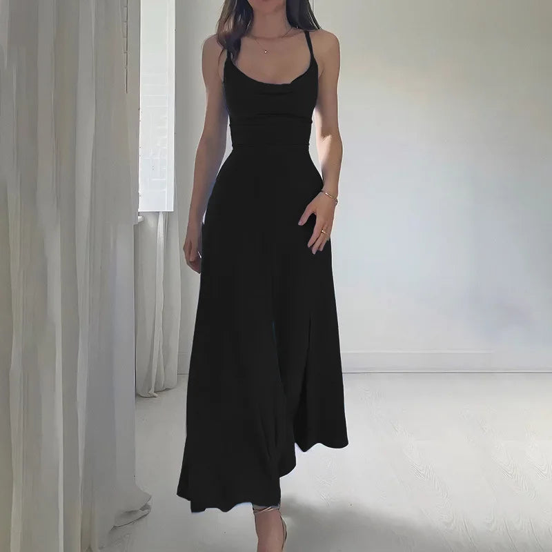 Elegant maxikjole med draperinger