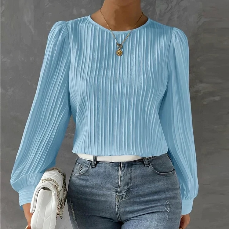 Elegant løs puff langermet bluse for kvinner