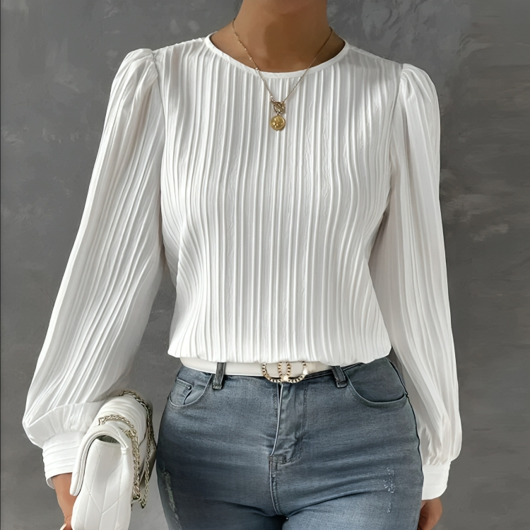 Elegant løs puff langermet bluse for kvinner