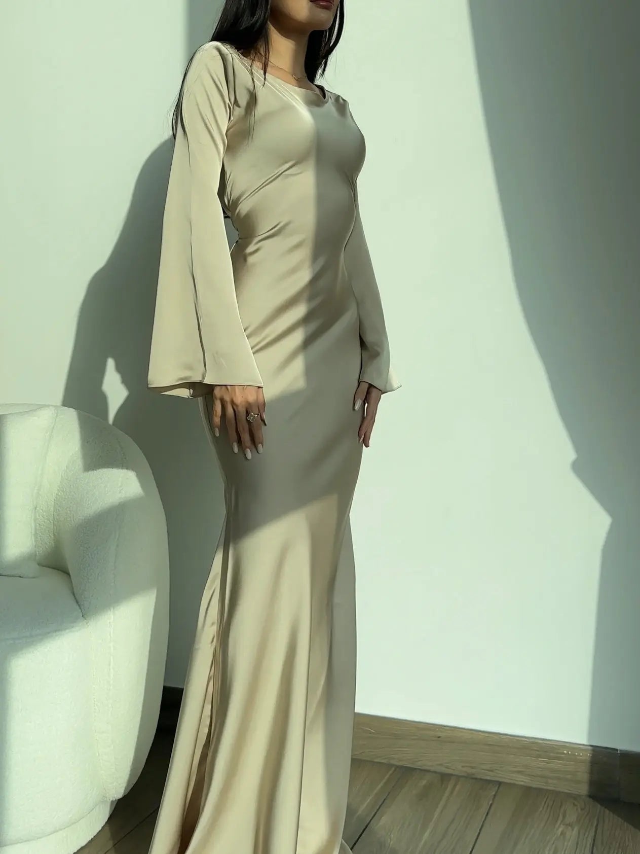 Elegant Bryllupsgjester Langermet Maxi Kjole