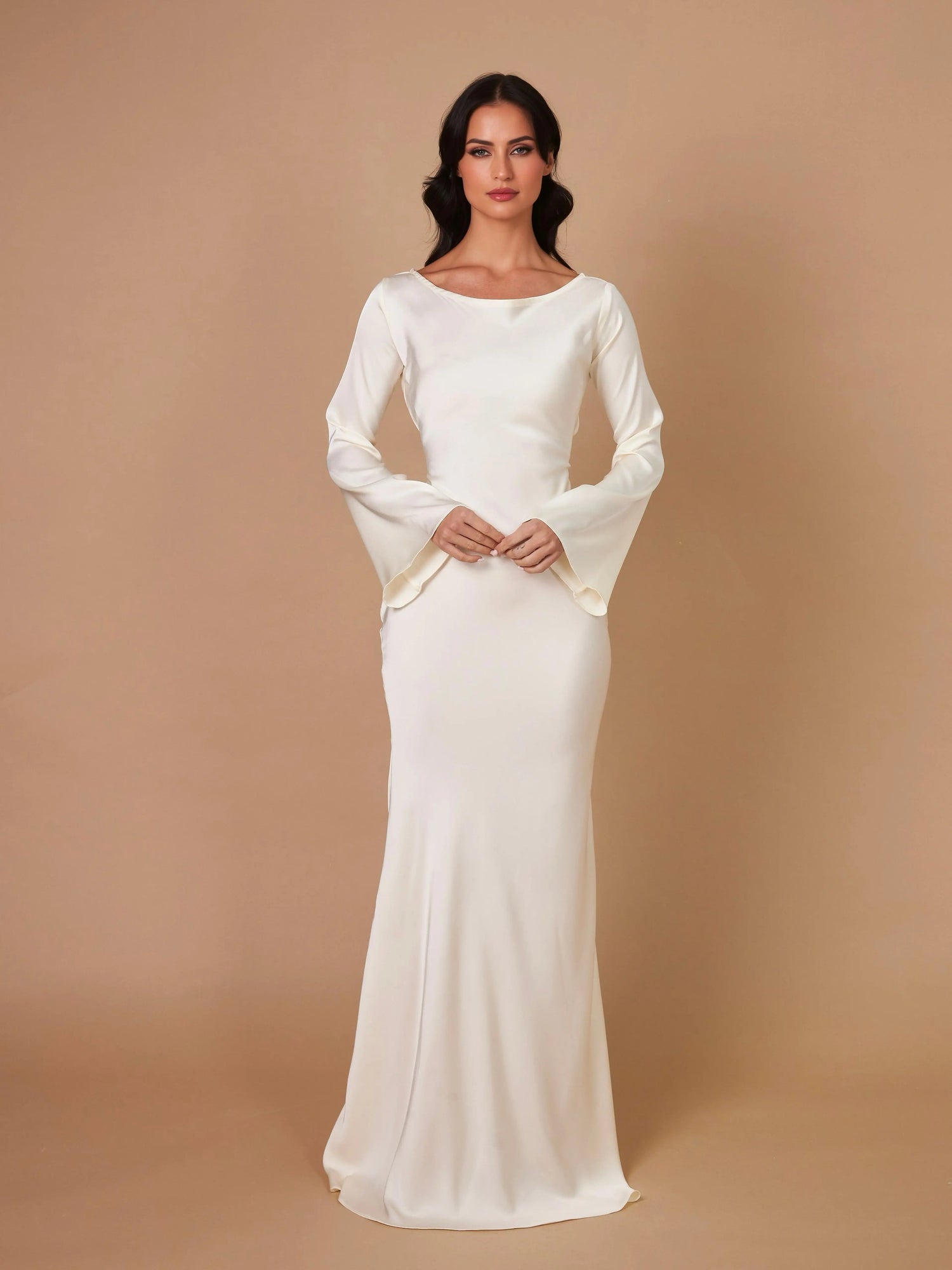 Elegant Bryllupsgjester Langermet Maxi Kjole