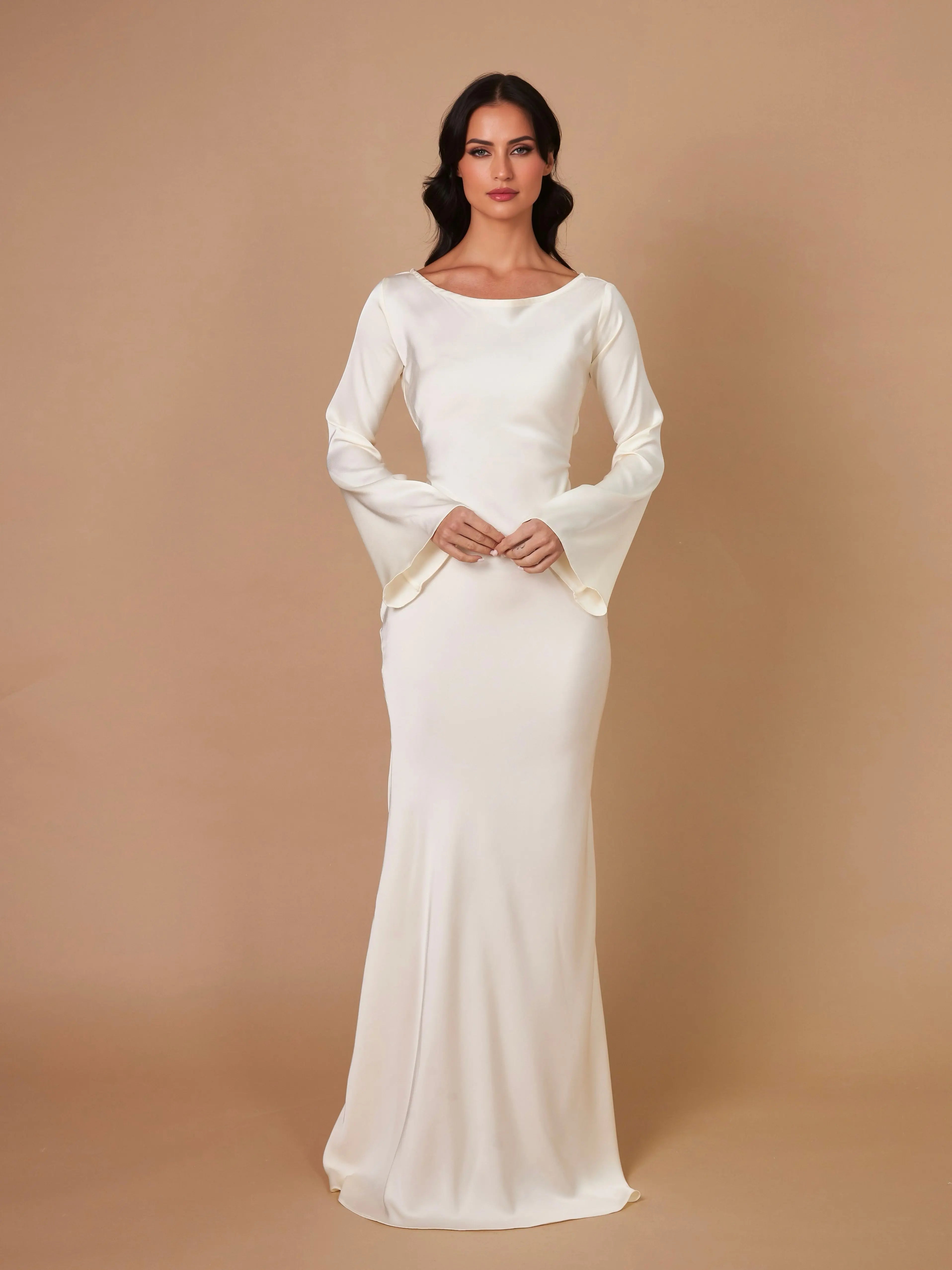 Elegant Bryllupsgjester Langermet Maxi Kjole