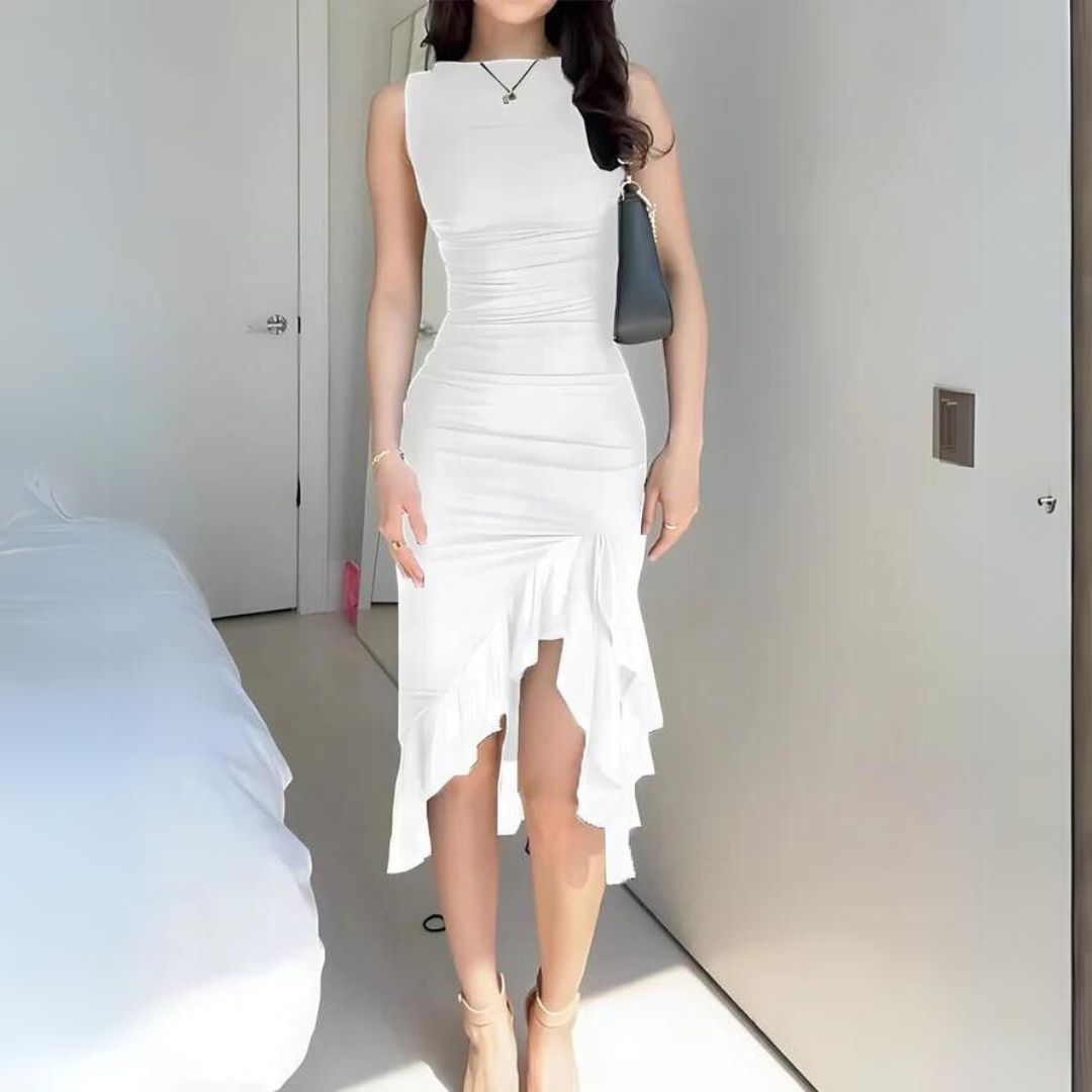 Elegant bodycon-kjole med volanger