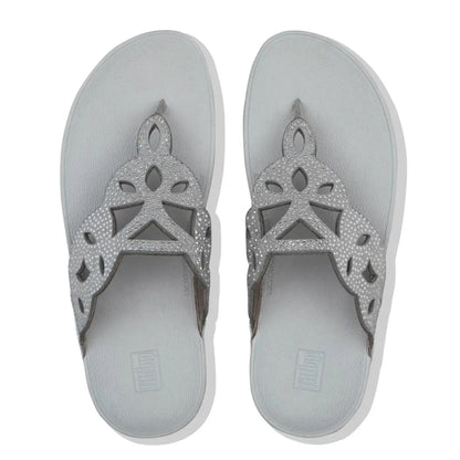 Thong-sandaler med rhinestones
