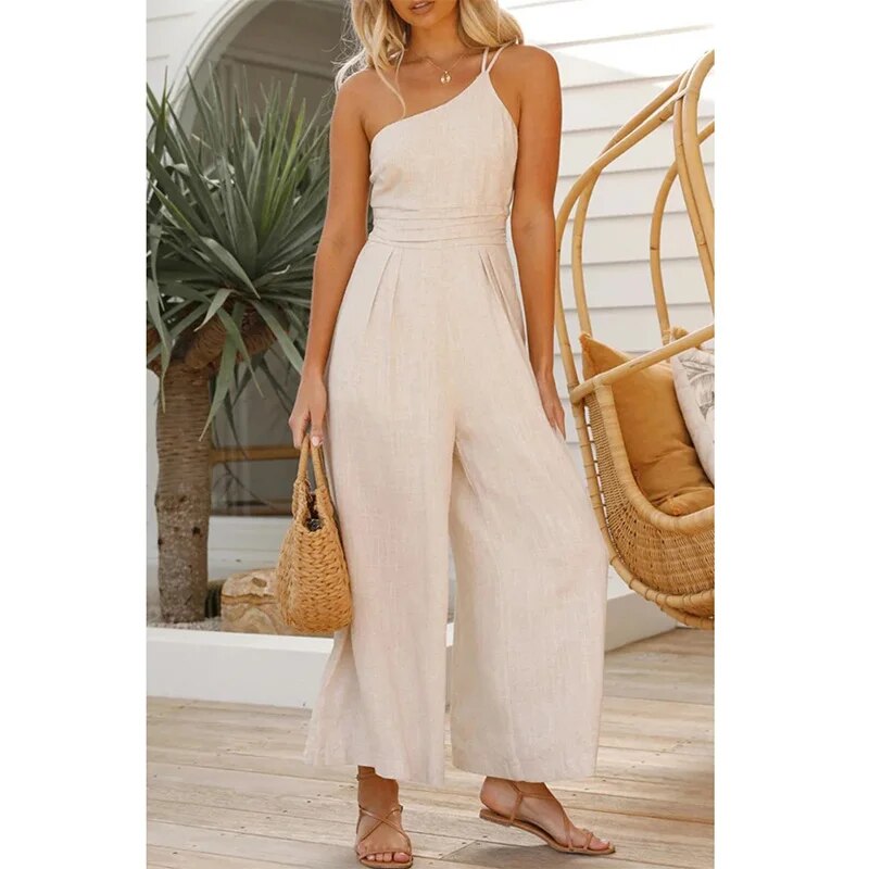 Ryggløs jumpsuit med dobbelt bånd
