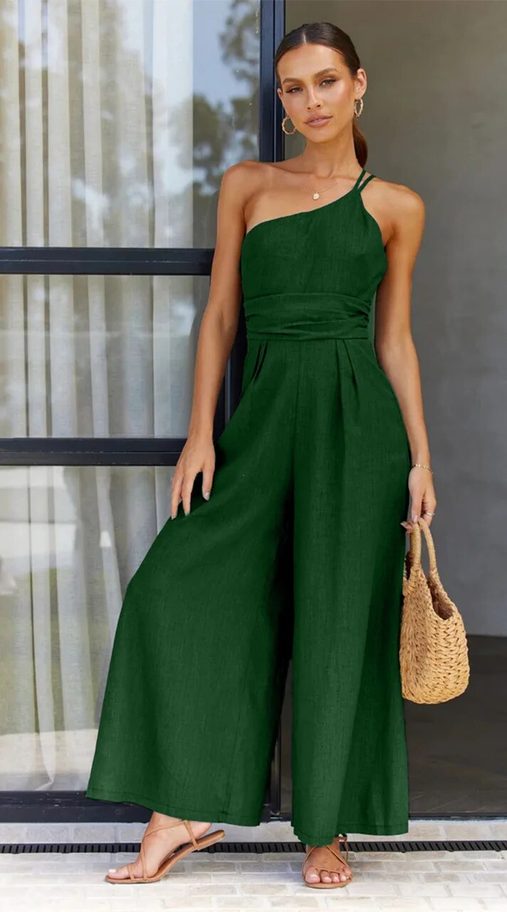 Ryggløs jumpsuit med dobbelt bånd