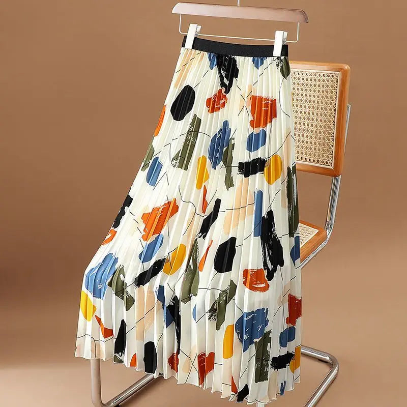 Fargerik midikjole i chiffon