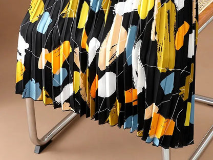 Fargerik midikjole i chiffon