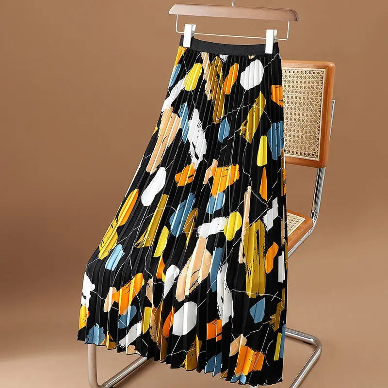 Fargerik midikjole i chiffon